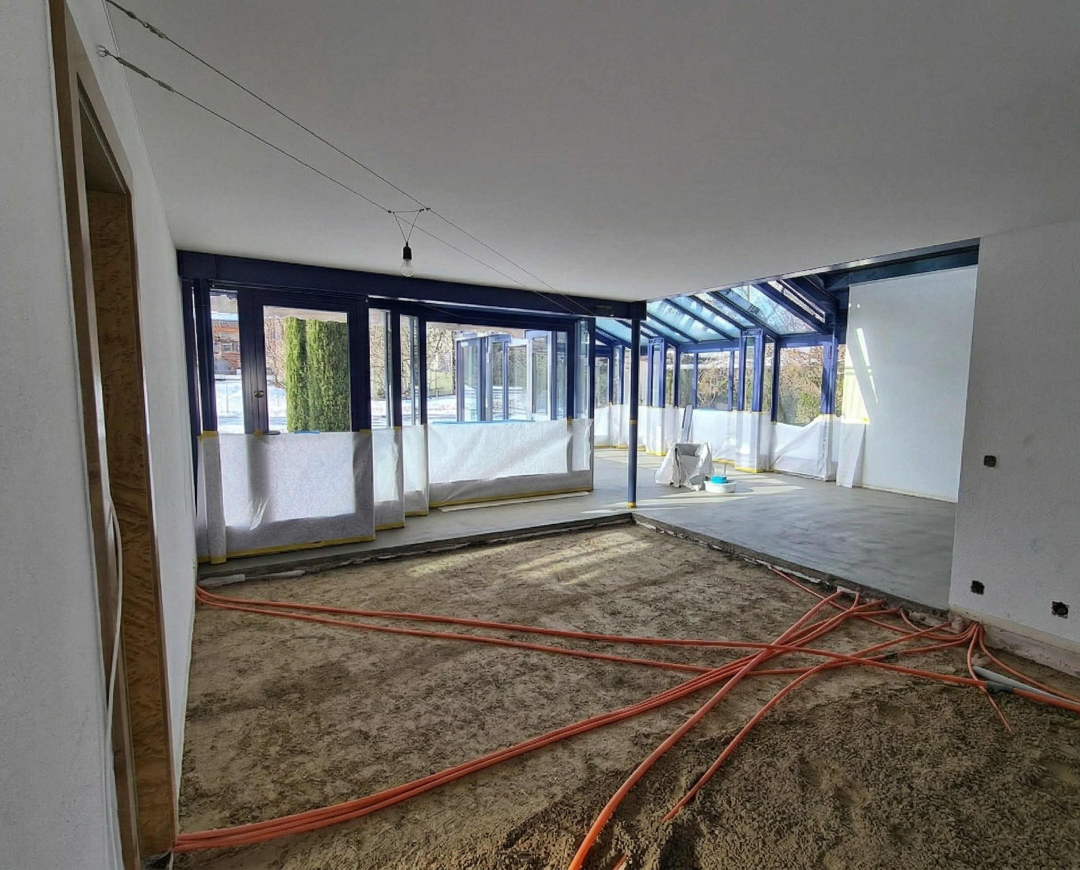 Pose des serpentins pour le chauffage au sol